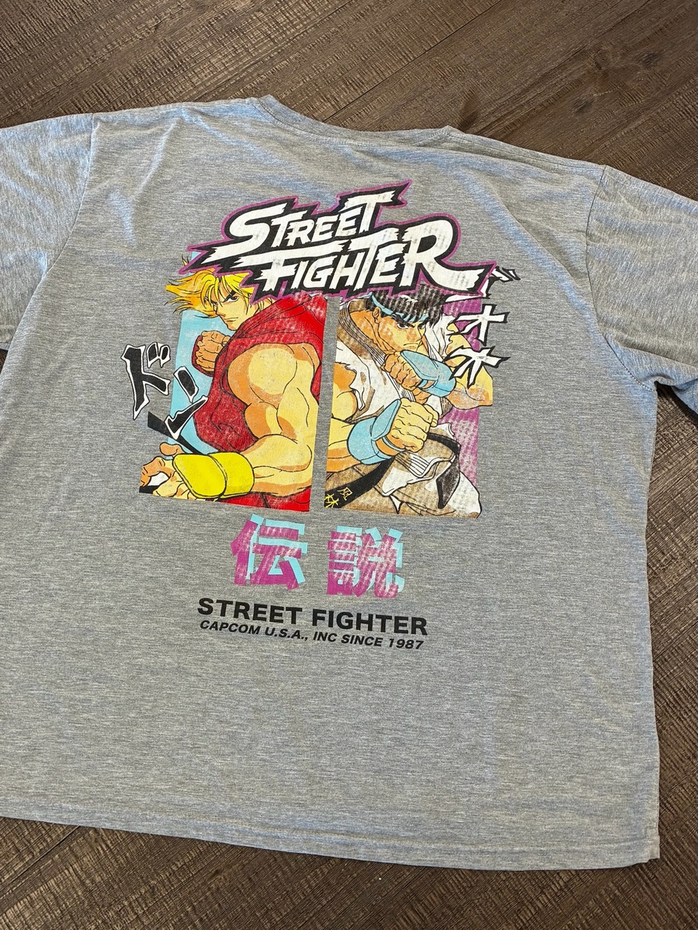 Vintage Street Fighter Gray Graphic Tee - Official Design